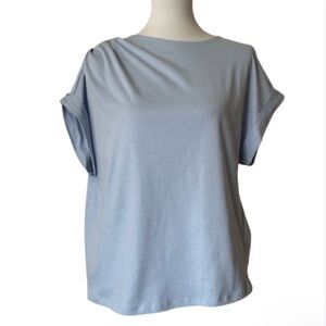 United Colors of Benetton Ruched Shoulder  Short Sleeve Pull Over Tee Top L